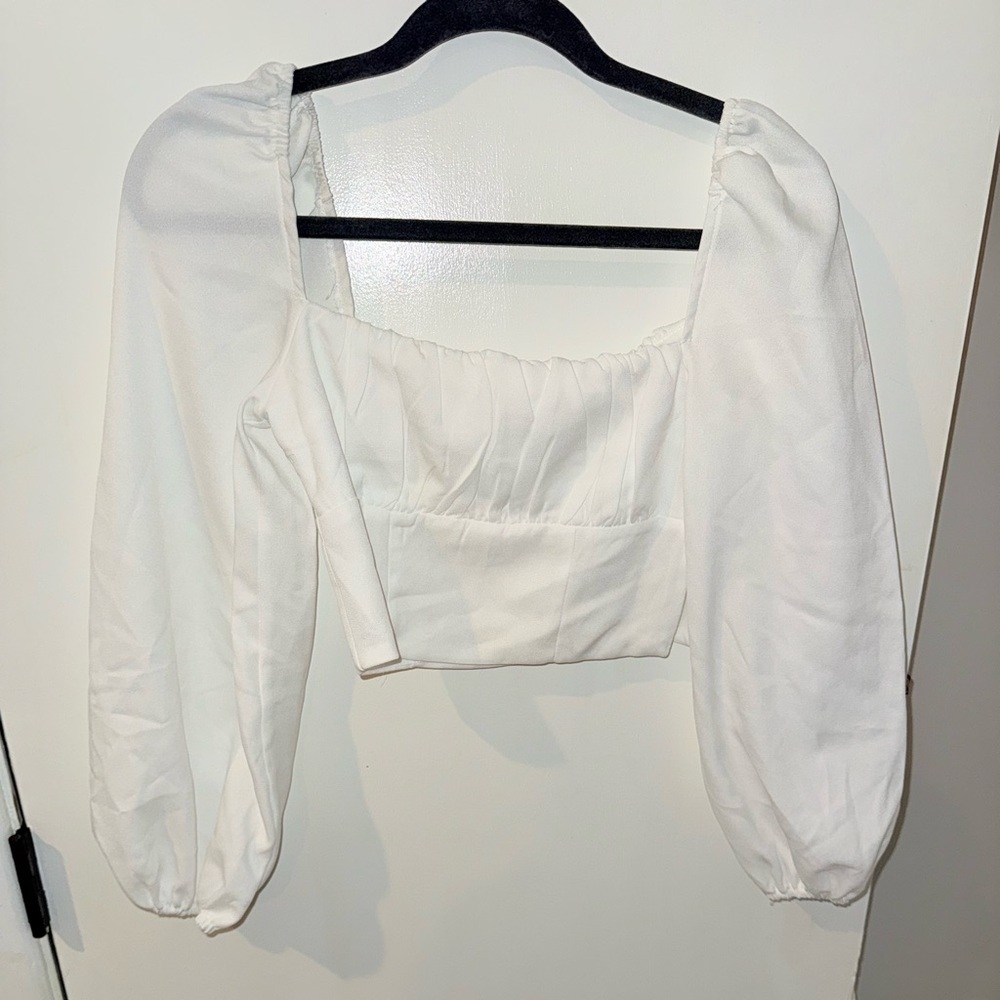 Princess Polly Long Sleeve Crop Top - White